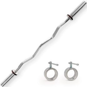 Sunny Health & Fitness 47" Olympic Curl Bar with Ring Collars