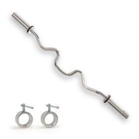 Sunny Health & Fitness 48" Olympic Super Curl Bar with Ring Collars