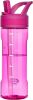 Water Bottle with Straw,Tritan BPA-Free,Leak-Proof Design for Travel,Home, School, (Fuchsia)