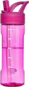 Water Bottle with Straw,Tritan BPA-Free,Leak-Proof Design for Travel,Home, School, (Fuchsia)
