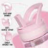 Water Bottle with Straw,Tritan BPA-Free,Leak-Proof Design for Travel, Home, School, (Pink)