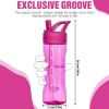 Water Bottle with Straw,Tritan BPA-Free,Leak-Proof Design for Travel,Home, School, (Fuchsia)