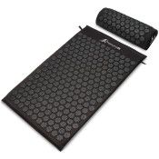 Acupressure Mat and Pillow Set, Black-Black