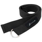 Metal D-Ring Yoga Strap, Black