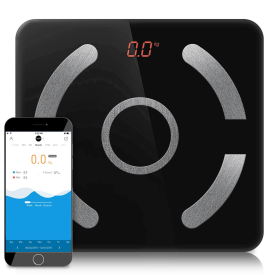 Wireless tooth Digital Body Fat Scale Bathroom Weighing Scales Health Analyzer Weight (Color: Black)