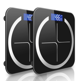 Glass LCD Digital Fitness Weight Bathroom Body Electronic Scales (Color: Black, size: 2X 180kg)