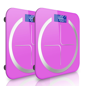 Glass LCD Digital Fitness Weight Bathroom Body Electronic Scales (Color: Pink, size: 2X 180kg)