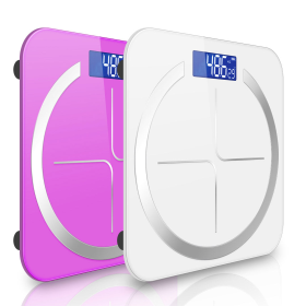 Glass LCD Digital Fitness Weight Bathroom Body Electronic Scales (Color: White/Pink, size: 2X 180kg)