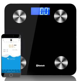 Wireless tooth Digital Body Fat Scale Bathroom Health Analyser Weight (Color: Black)