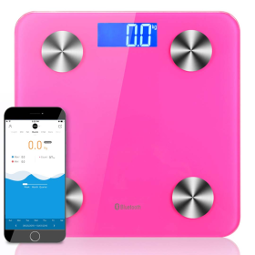 Wireless tooth Digital Body Fat Scale Bathroom Health Analyser Weight (Color: Pink)