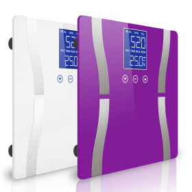 Digital Body Fat Scale Bathroom Scales Weight Gym Glass Water LCD (Color: Purple/White, size: 2X)