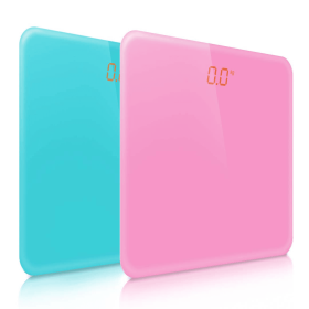 Digital Fitness Weight Bathroom Gym Body Glass LCD Electronic Scales (Color: Pink/Blue, size: 2X 180kg)