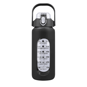 64Oz Glass Water Bottle (Color: Black)