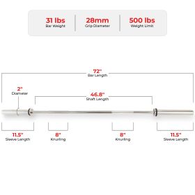 Sunny Health & Fitness Olympic Bar (Option: 72")