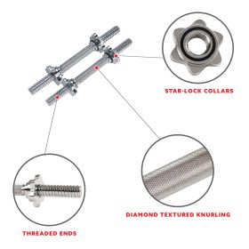 Sunny Health & Fitness Threaded Chrome Dumbbell Bar (Pair) (Option: 14")