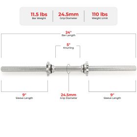 Sunny Health & Fitness Threaded Chrome Dumbbell Bar (Pair) (Option: 24")