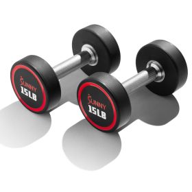 Sunny Health & Fitness Signature Style Polyurethane Round Dumbbell (Option: 15-Pound)