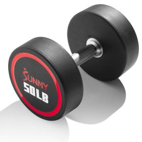 Sunny Health & Fitness Signature Style Polyurethane Round Dumbbell (Option: 50-Pound)