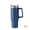 40 oz. With Logo Stainless Steel Thermos Handle Water Glass With Lid And Straw Beer Glass Car Travel Kettle Outdoor Water Bottle