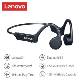 Bone Conduction Earphones X3 X4 X5 X3 Pro Bluetooth Hifi Ear-hook Wireless Headset with Mic Waterproof Earbud (Ships From: China, Color: Lenovo X4 Black)