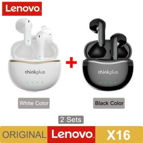 X16 Headphone Bluetooth 5.2 TWS Wireless Earbuds Stereo Sports Earhook Earphone With Dual HD Microphone (Color: X16 White add Black)