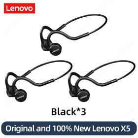 Bone Conduction Earphones X3 X4 X5 X3 Pro Bluetooth Hifi Ear-hook Wireless Headset with Mic Waterproof Earbud (Ships From: China, Color: X5 black 3)