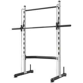 Squat Rack with Pull Up Bar and Barbell Bar Adjustable Bench Press Multi-Function Weight Lifting Half Rack, White (Color: White)