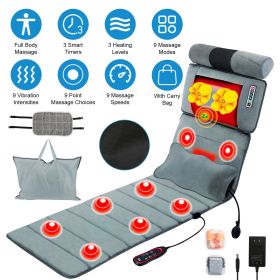 Full Body Electric Massage Mat with Heat Vibration Massage Pad Cushion Back Massage Mattress Chair Pad with Neck Massager Lumbar Pillow with 10 Vibrat (Type: Advanced)
