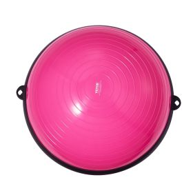 Half Exercise Ball Trainer, 23 inch Balance Ball Trainer, 660lbs Capacity Stability Ball, Yoga Ball with Resistance Bands & Foot Pump (Top Non-Slip Texture: Wavy Pattern, Color: Pink)