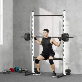 Squat Rack with Pull Up Bar and Barbell Bar Adjustable Bench Press Multi-Function Weight Lifting Half Rack, White (Color: General)