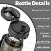 Water Bottle, Motivational Water Bottle with Time Marker, Sports Water Bottle With Strap, Leakproof & BPA Free Large Water Bottles for School, Gym