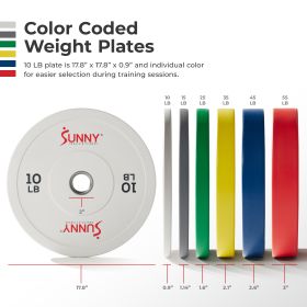 Sunny Health & Fitness Elite 2-inch Rubber Olympic Weight Plates (Option: 10-Pound)